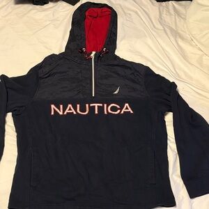 Nautica Navy and Red Pullover Hoodie